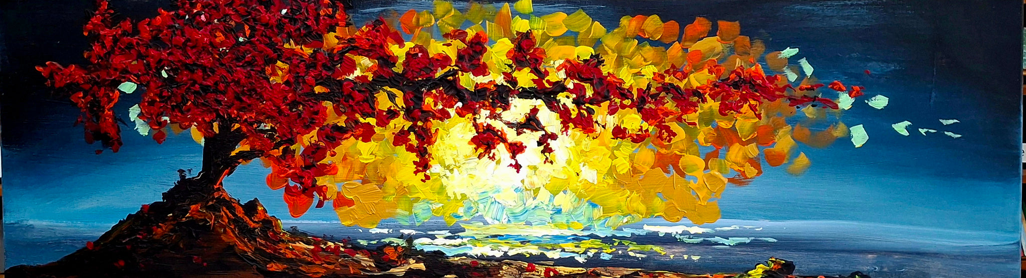 bonsai tree acrylic painting The Sun's Bonsai – SirkFineArt