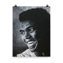 Load image into Gallery viewer, &quot;The Greatest&quot; Print of original white chalk drawing on black paper on Premium Photo poster paper.
